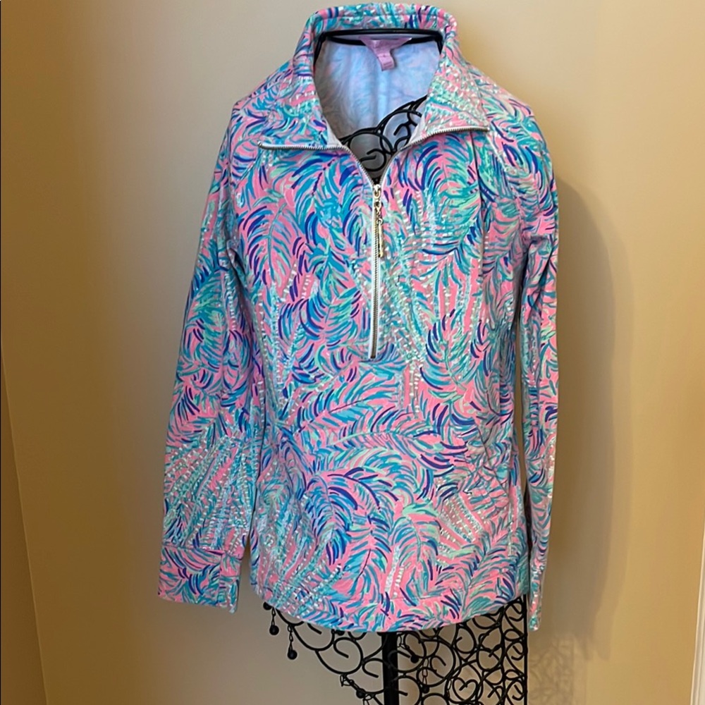 Lilly Pulitzer Pink and Blue Patterned Top Long Sleeved